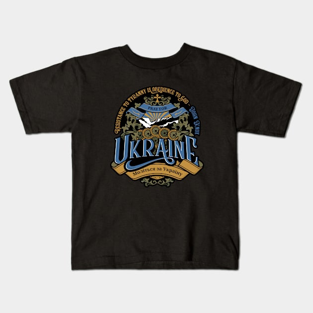 Pray for Ukraine Kids T-Shirt by MarcSam